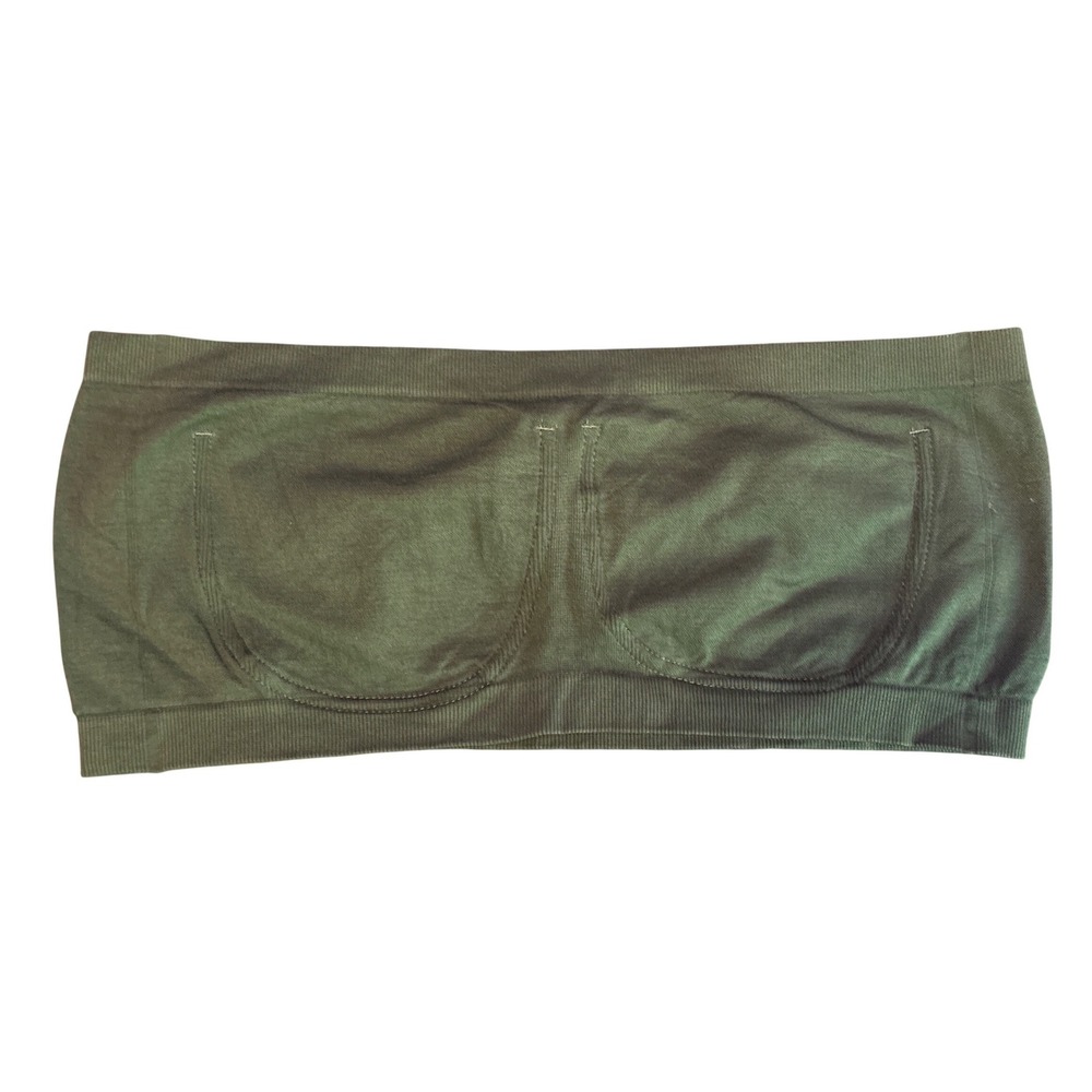 Womens Full Figure Plus Size Olive Green Seamless Strapless Bandeau Bra 5XL